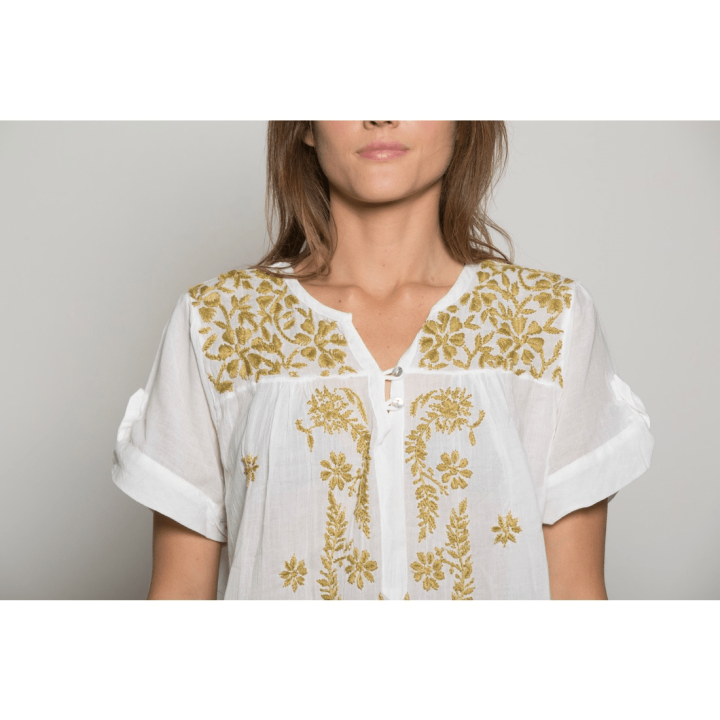 Embroidered Cotton Women's Tunic Top